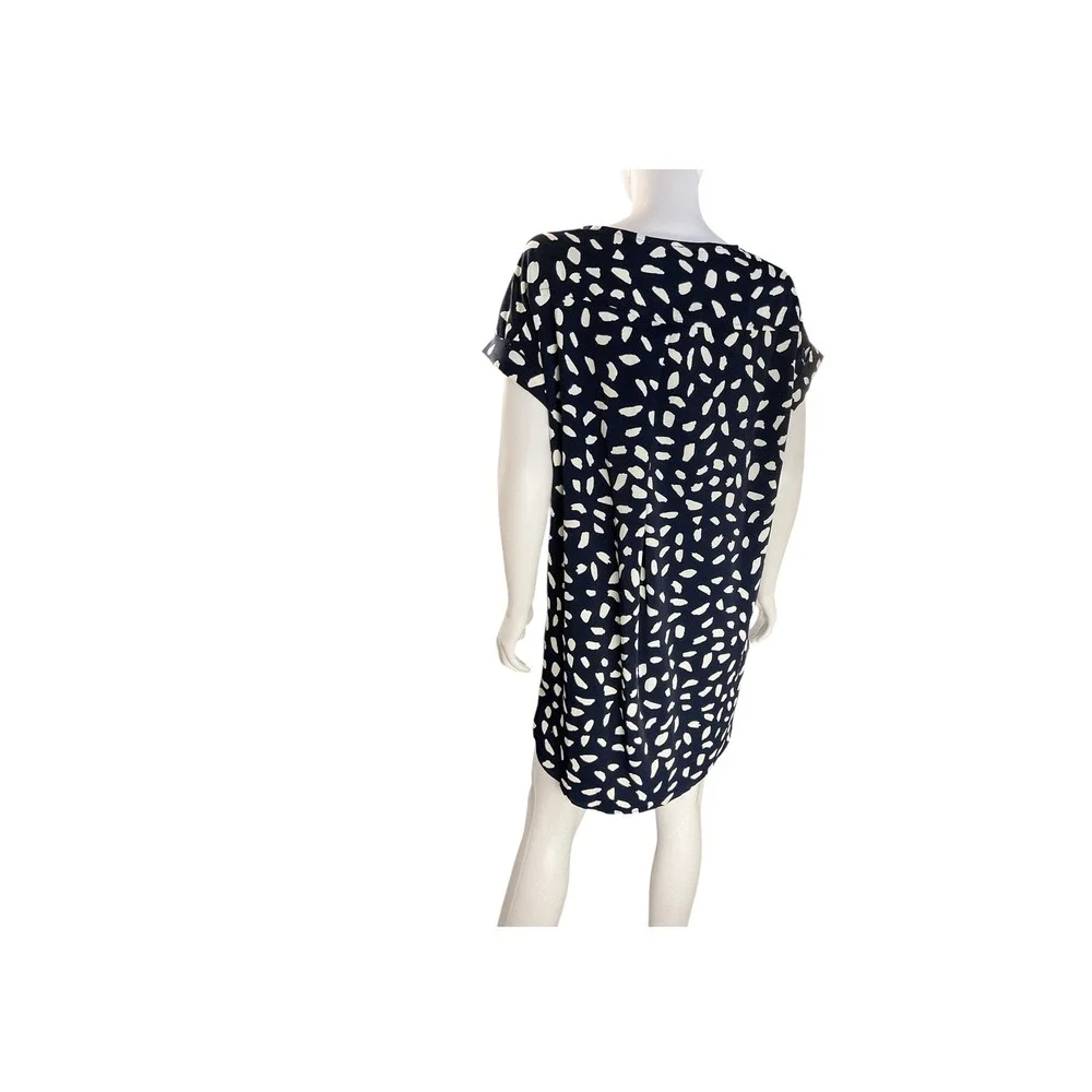 Abstract Dalmatian Print‎ Dress V-Neck Short Sleeve Casual Mini Dress